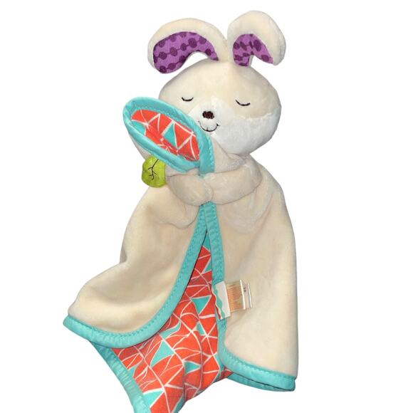 My B Toys Lovey Plush Bunny Rabbit Security Blanket Crinkle Leaf Baby Nursery - Picture 3 of 13